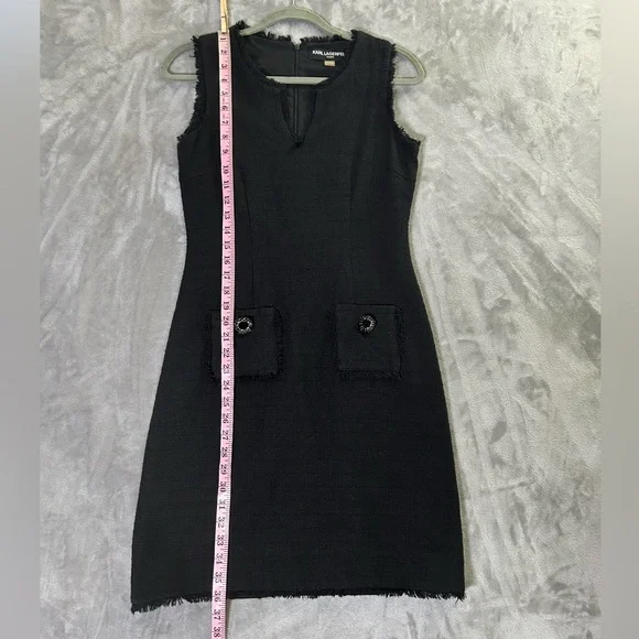 Karl Lagerfeld Paris tweed mini black dress - Picture 6 of 12